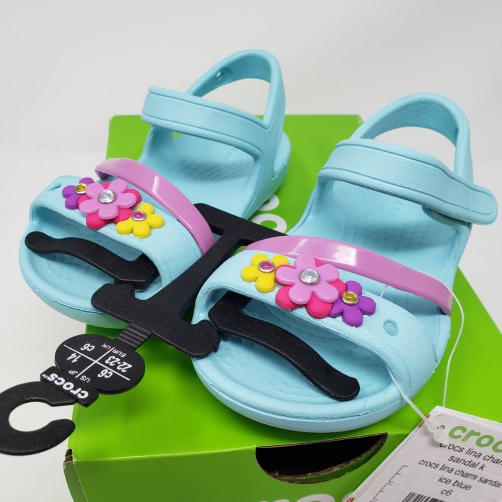 Crocs Lina Charm Sandals Children Toddler sz 6 Blu